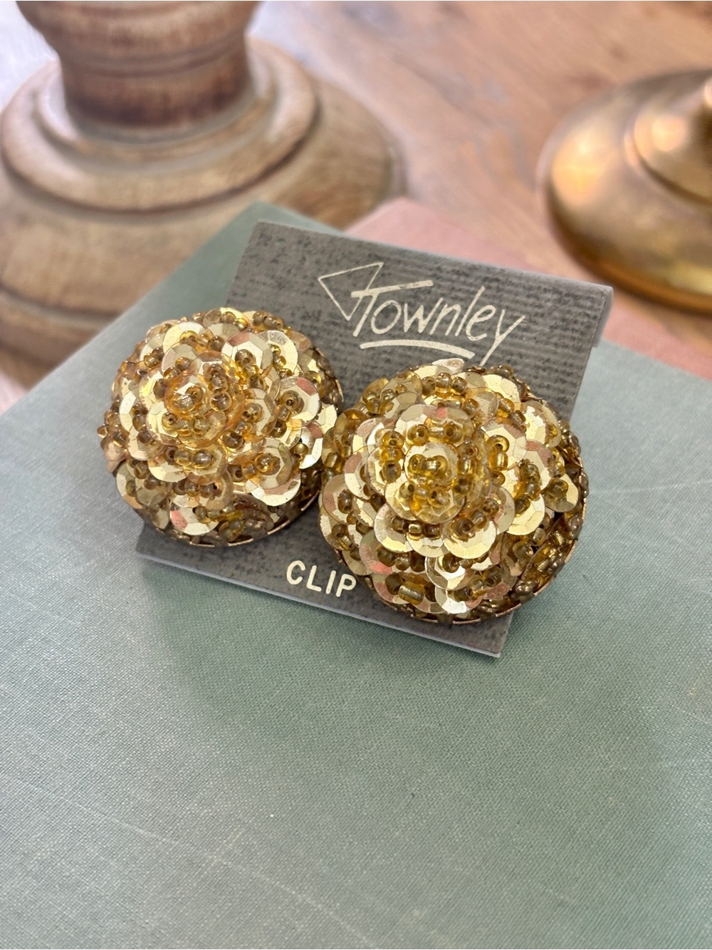 Vintage Townley Sequin Clip-On Earrings